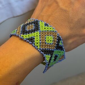 Wide Beaded Cuff Bracelet